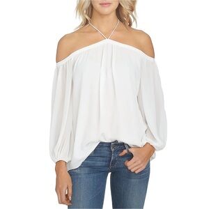 STATE White Bare Shoulder Blouse Size M. NWT